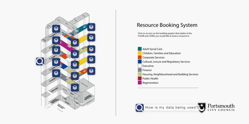 Enterprise-level interactive floor plans for desk booking systems