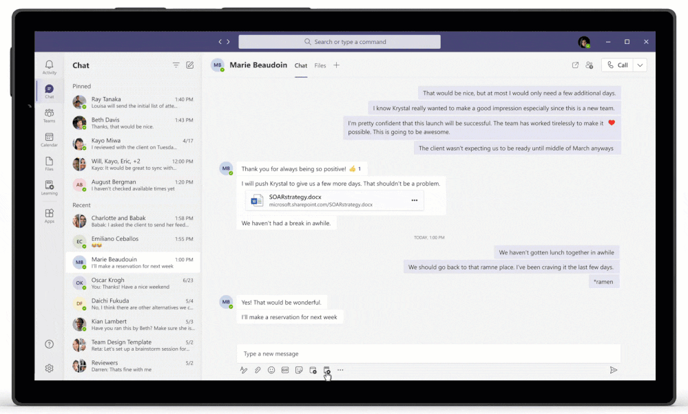 Sharing learning in Microsoft Teams